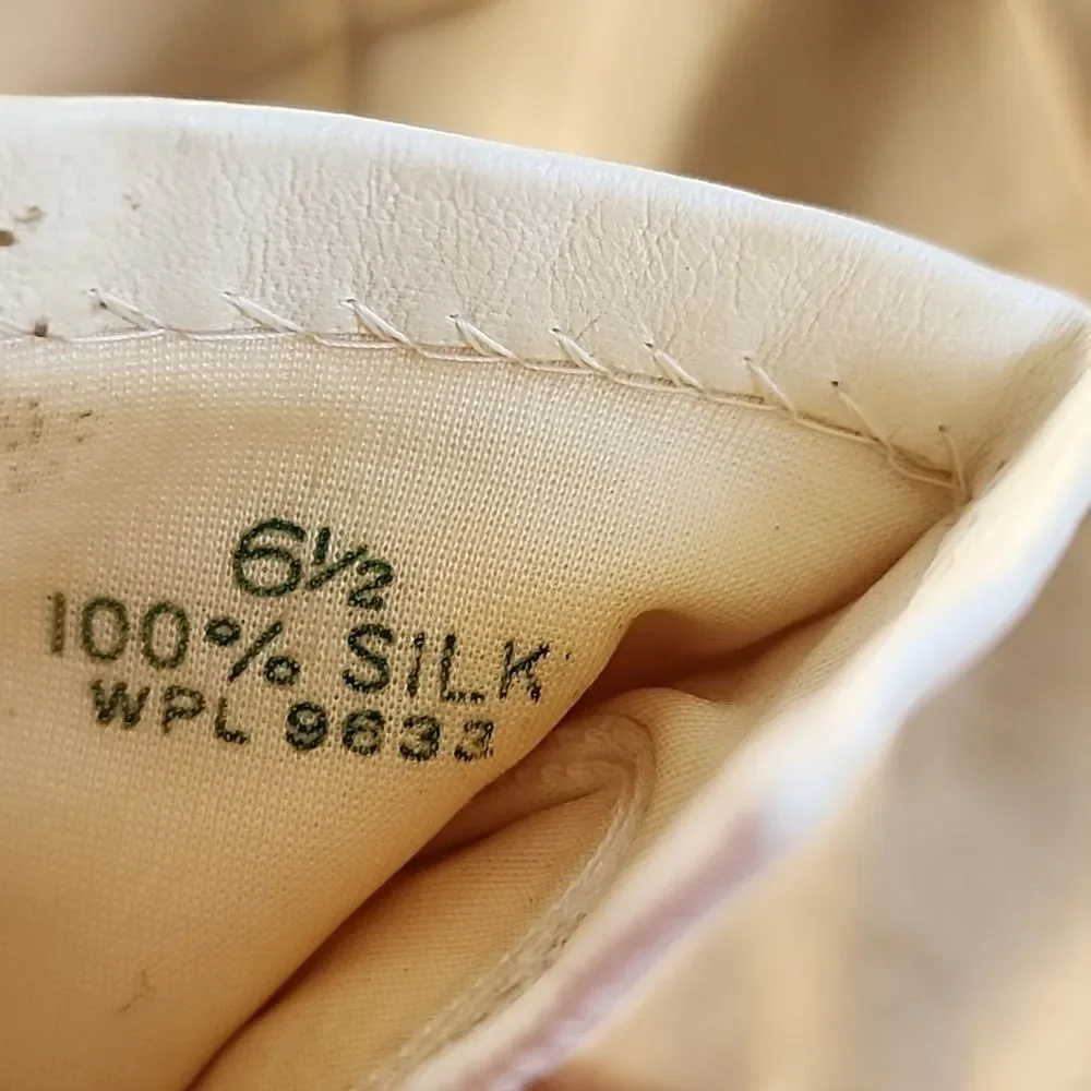 100% Silk & Leather Vintage Gloves WP 9633